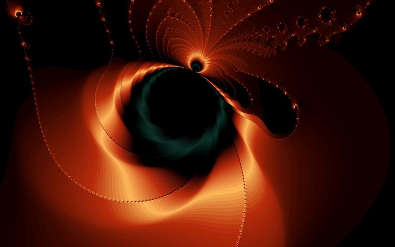 Fractal Spiral Pattern — Orange, Dramatic, Abstract, Light, Darkness