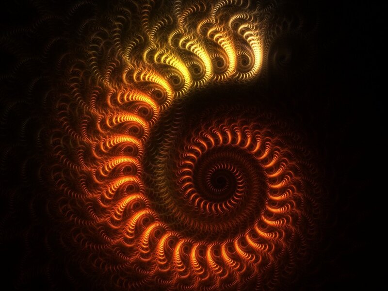 Fractal Spiral Pattern — Orange, Dramatic, Abstract, Light