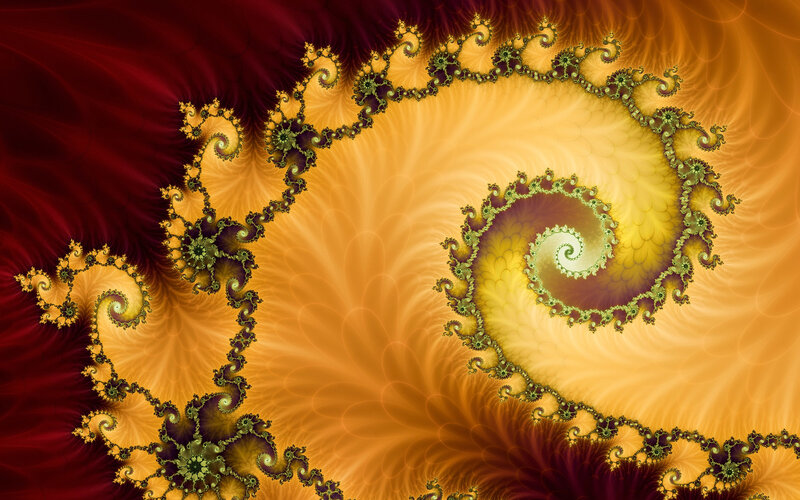 Fractal Spiral Pattern — Orange, Dramatic, Digital Art, Color Gradient