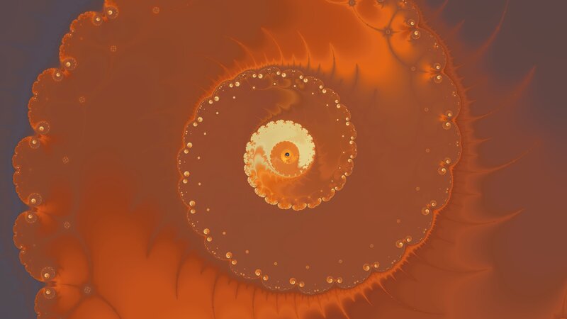 Fractal Spiral Pattern — Orange, Hypnotic, Abstract, Circles