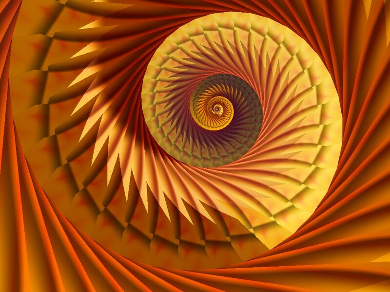 Fractal Spiral Pattern — Orange, Hypnotic, Abstract