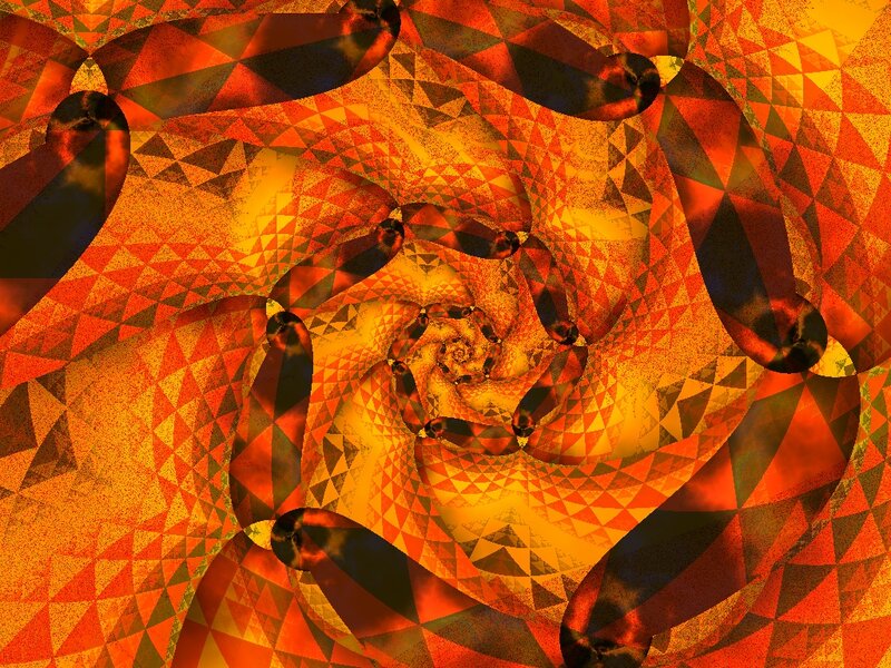 Fractal Spiral Pattern — Orange, Hypnotic, Abstract, Triangles