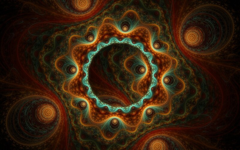 Fractal Spiral Pattern — Orange, Hypnotic, Digital Art, Spirals