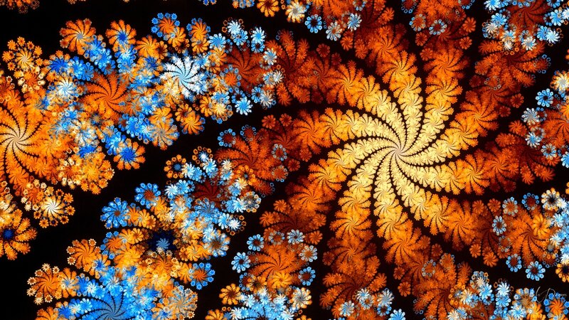 Fractal Spiral Pattern — Orange, Hypnotic, Digital Art