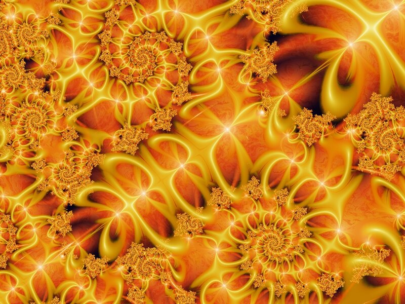Fractal Spiral Pattern — Orange, Vibrant, Digital Art