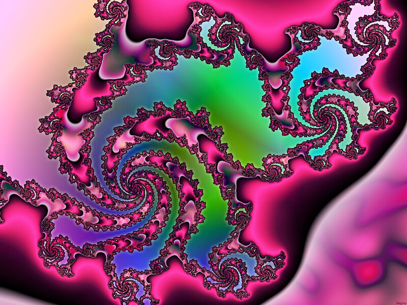 Fractal Spiral Pattern — Pink, Vibrant, Digital Art, Spirals, Color Gradients