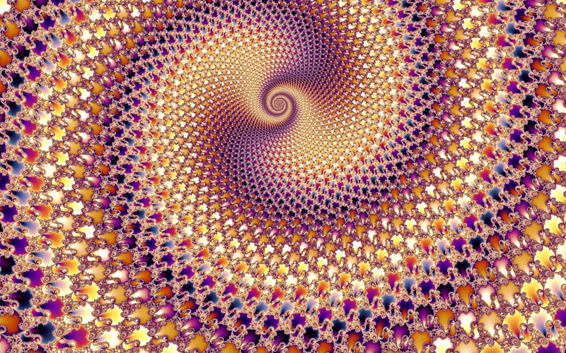 Fractal Spiral Pattern — Purple, Hypnotic, Abstract, Yellow