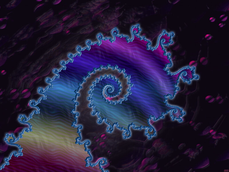 Fractal Spiral Pattern — Purple, Hypnotic, Digital Art, Blue