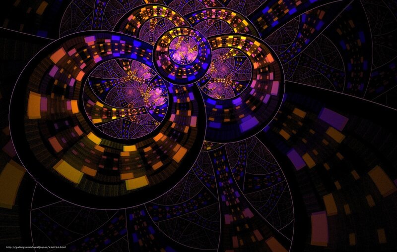 Fractal Spiral Pattern — Purple, Hypnotic, Digital Art, Circles, Squares