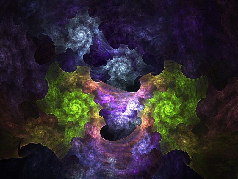 Fractal Spiral Pattern — Purple, Hypnotic, Digital Art, Colorful, Abstract, Green