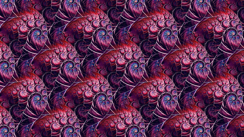 Fractal Spiral Pattern — Purple, Hypnotic, Digital Art, Spirals, Blue