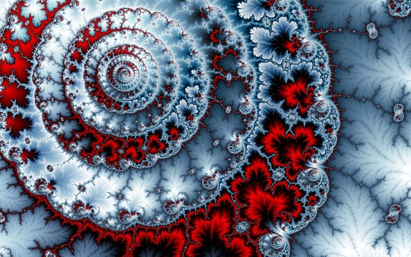 Fractal Spiral Pattern — Red, Complex, Abstract