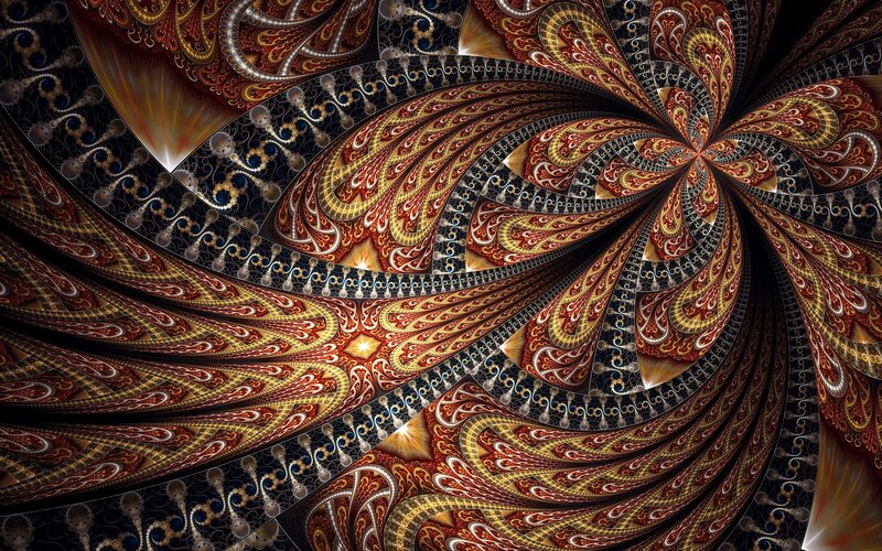 Fractal Spiral Pattern — Red, Complex