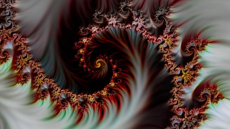 Fractal Spiral Pattern — Red, Dramatic, Abstract, Colorful