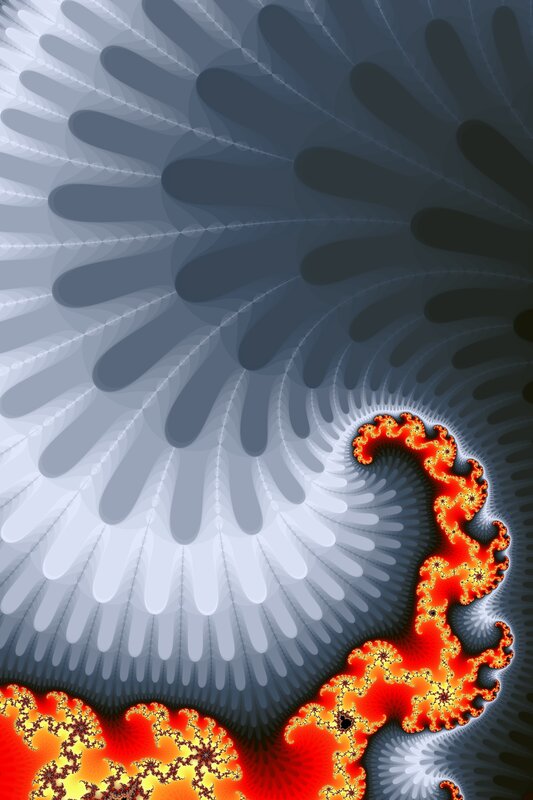 Fractal Spiral Pattern — Red, Dramatic, Abstract, Flame
