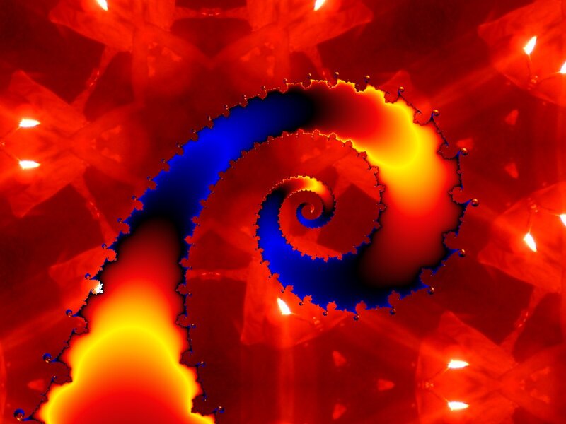 Fractal Spiral Pattern — Red, Dramatic, Abstract, Light, Color Gradient