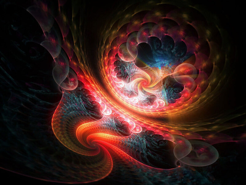 Fractal Spiral Pattern — Red, Dramatic, Abstract, Light