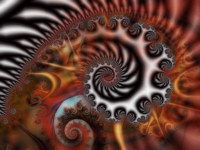 Fractal Spiral Pattern — Red, Dramatic, Digital Art, Colorful, Abstract