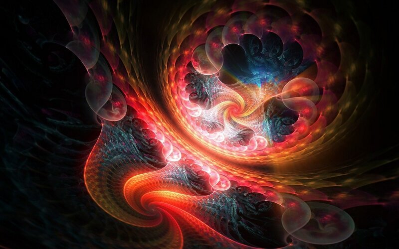 Fractal Spiral Pattern — Red, Dramatic, Digital Art, Spirals