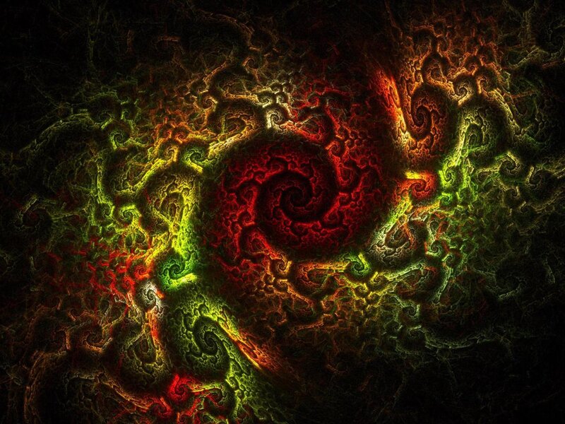 Fractal Spiral Pattern — Red, Dramatic