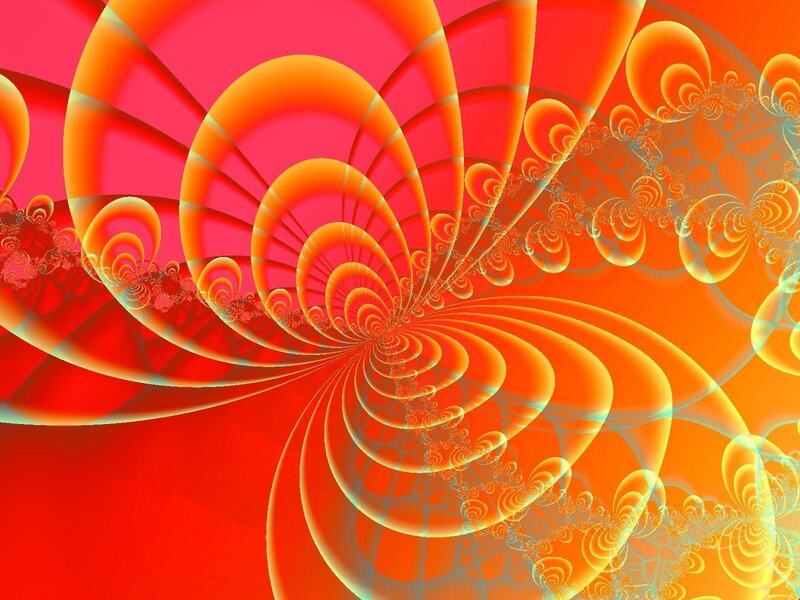 Fractal Spiral Pattern — Red, Dynamic, Abstract, Orange