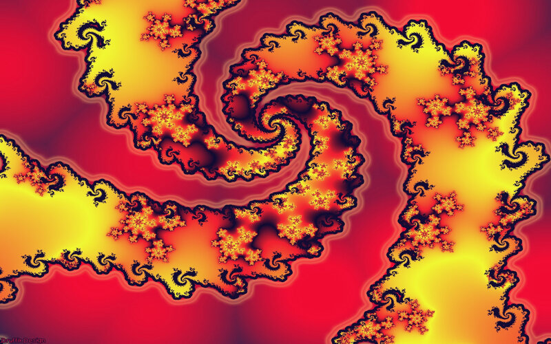 Fractal Spiral Pattern — Red, Dynamic, Digital Art