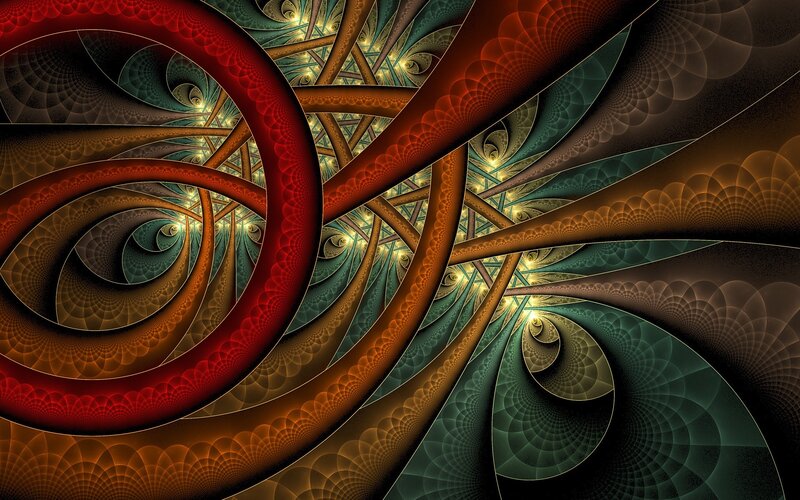 Fractal Spiral Pattern — Red, Hypnotic, Abstract, Spirals, Tubes
