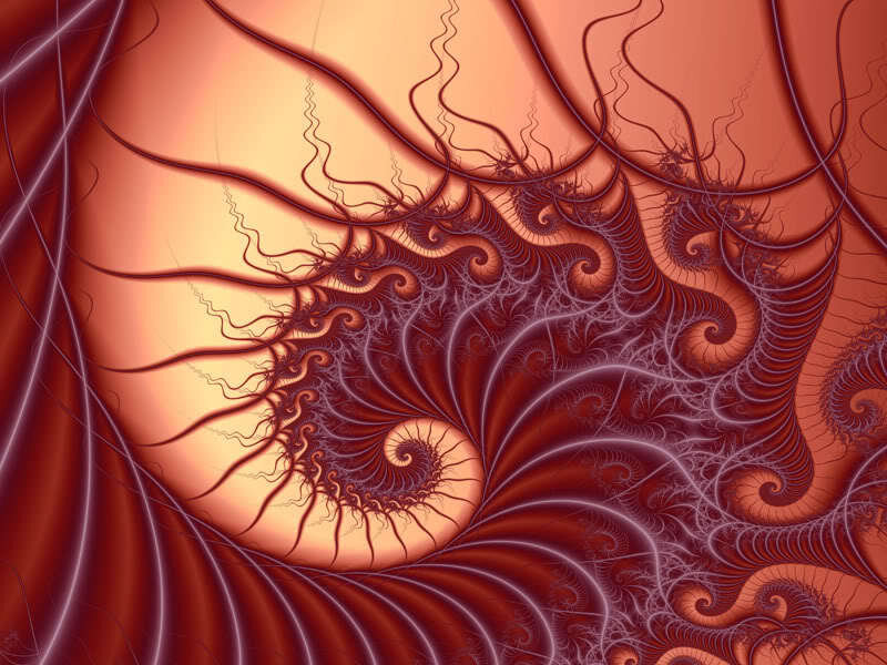 Fractal Spiral Pattern — Red, Hypnotic, Digital Art, Lines
