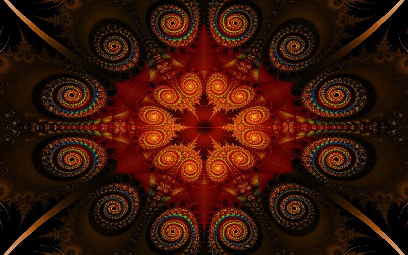 Fractal Spiral Pattern — Red, Hypnotic, Digital Art, Spirals, Symmetry