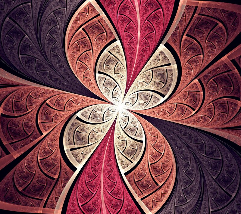 Fractal Spiral Pattern — Red, Hypnotic, Digital Art, Symmetry, Color Gradient