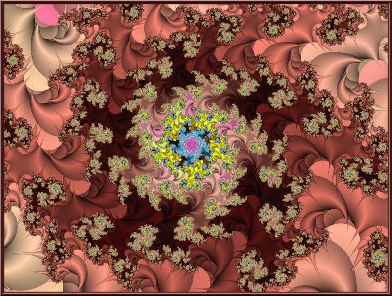 Fractal Spiral Pattern — Red, Hypnotic, Digital Art
