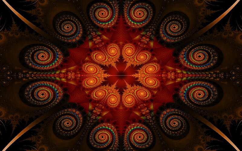 Fractal Spiral Pattern — Red, Hypnotic
