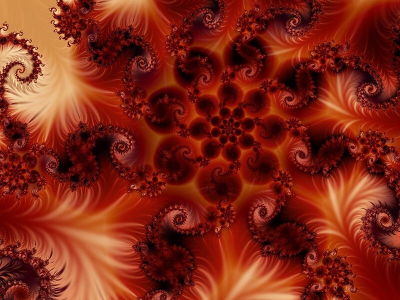 Fractal Spiral Pattern — Red, Intense, Abstract, Spirals