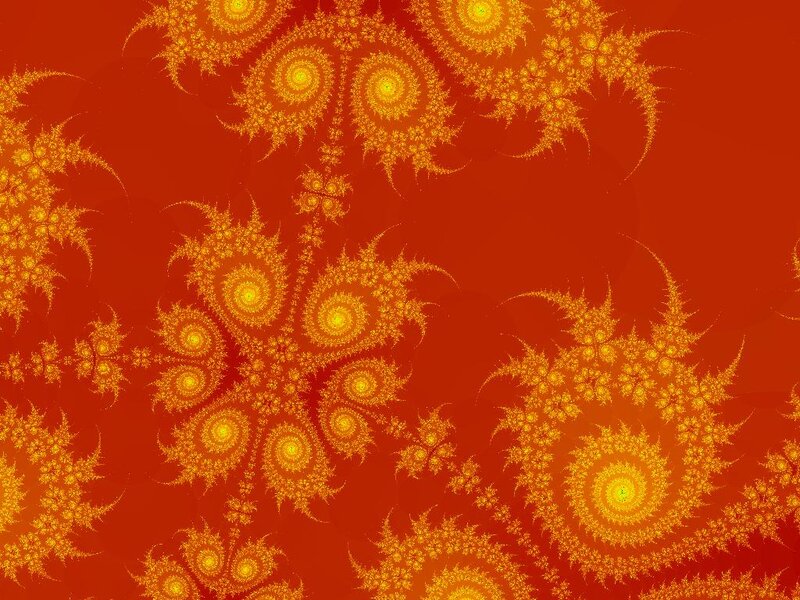 Fractal Spiral Pattern — Red, Vibrant, Abstract, Orange