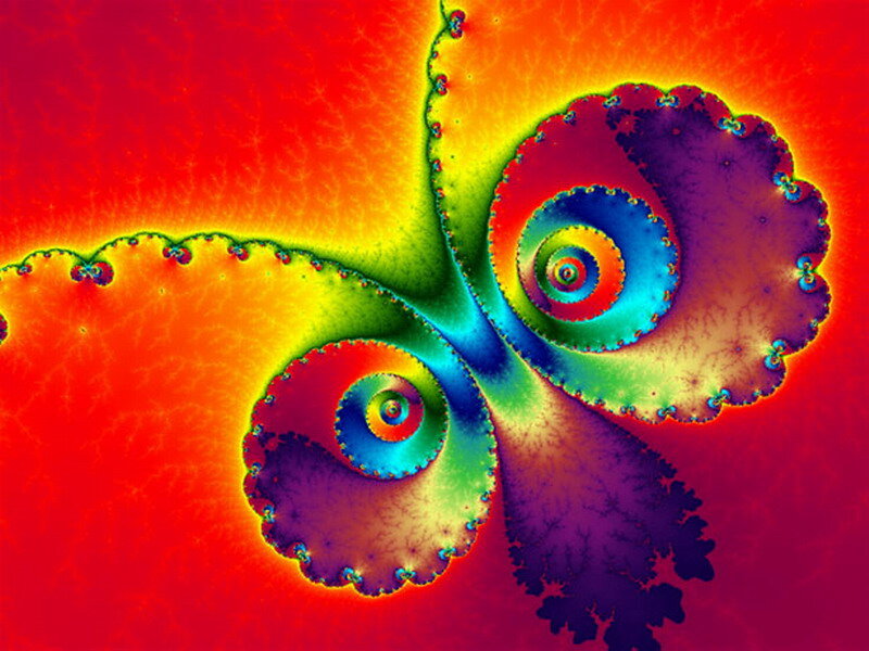 Fractal Spiral Pattern — Red, Vibrant, Abstract