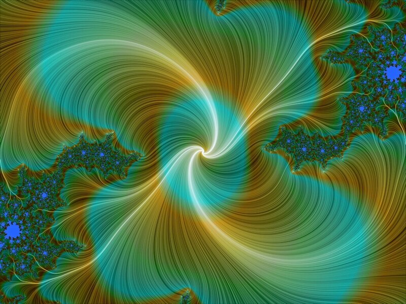 Fractal Spiral Pattern — Teal, Hypnotic, Abstract, Color Gradient