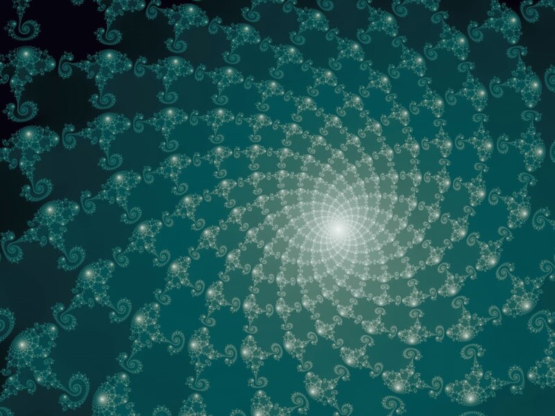 Fractal Spiral Pattern — Teal, Hypnotic, Digital Art