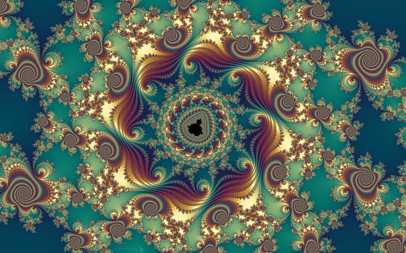 Fractal Spiral Pattern — Teal, Hypnotic