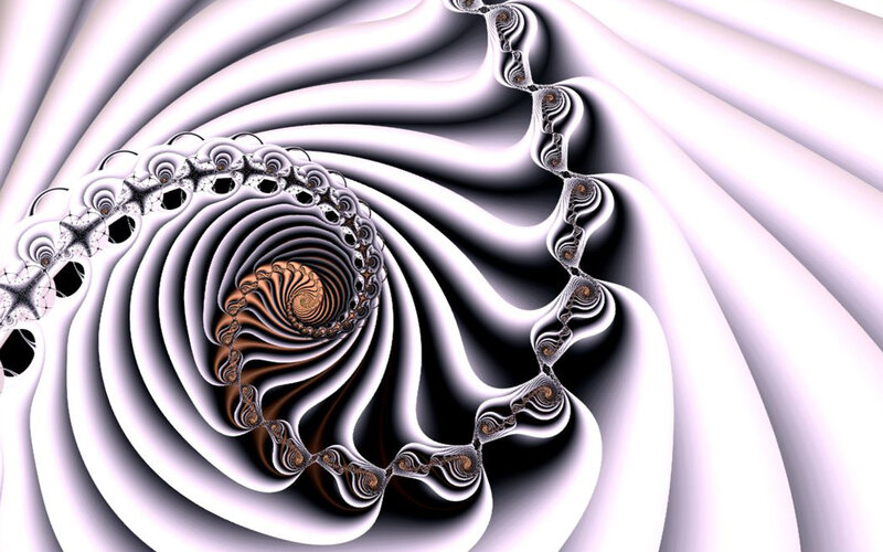 Fractal Spiral Pattern — White, Hypnotic