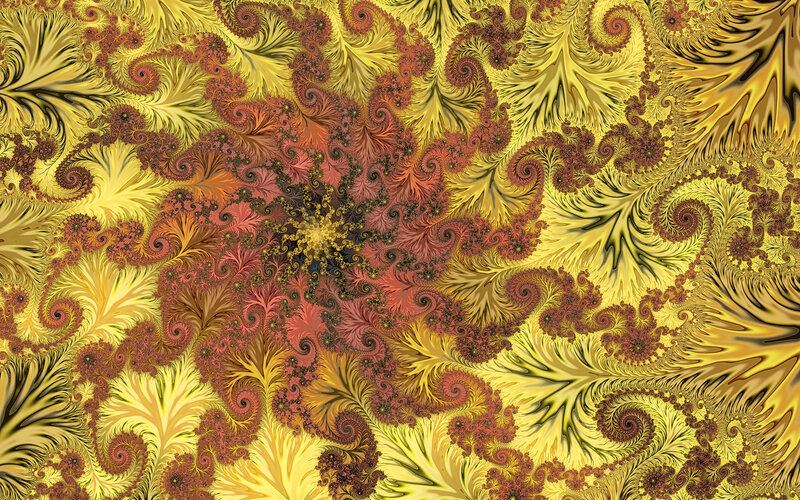 Fractal Spiral Pattern — Yellow, Complex
