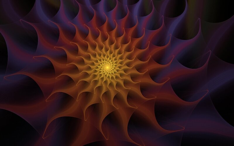 Fractal Spiral Pattern — Yellow, Dramatic, Abstract