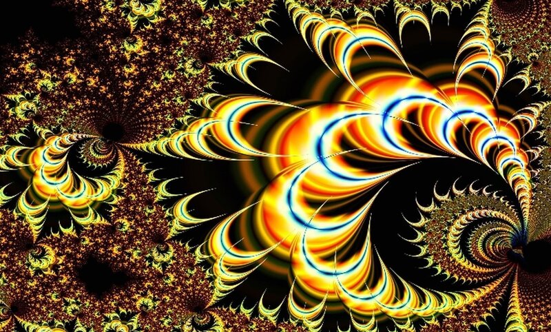 Fractal Spiral Pattern — Yellow, Dynamic, Digital Art