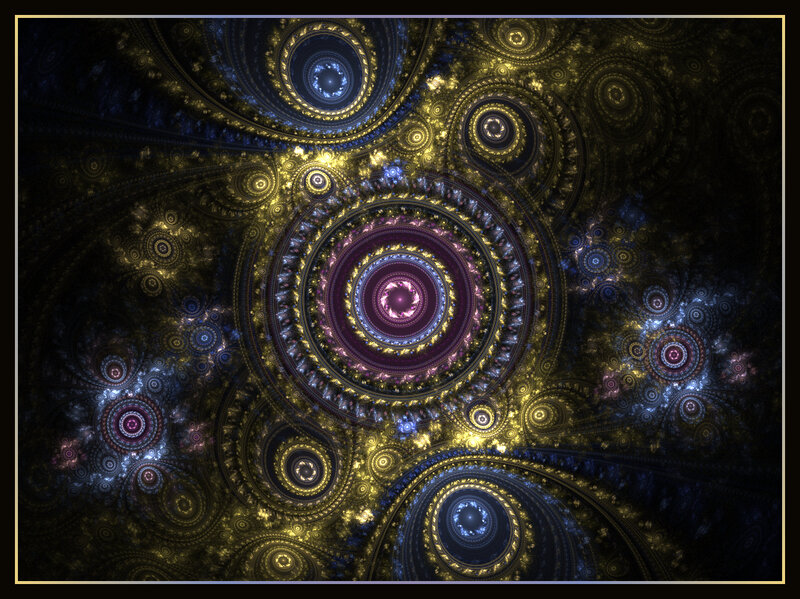 Fractal Spiral Pattern — Yellow, Hypnotic, Digital Art, Circles