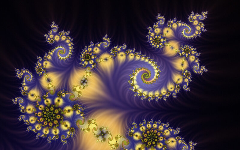 Fractal Spiral Pattern — Yellow, Hypnotic, Digital Art, Spirals