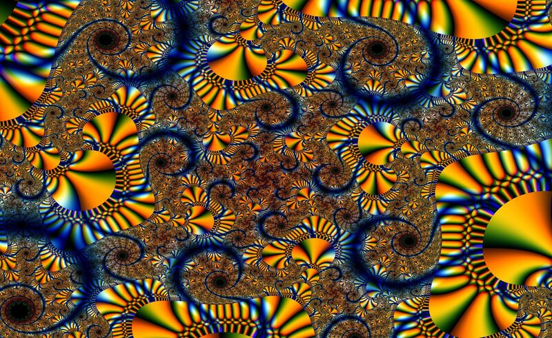 Fractal Spiral Pattern — Yellow, Hypnotic, Digital Art
