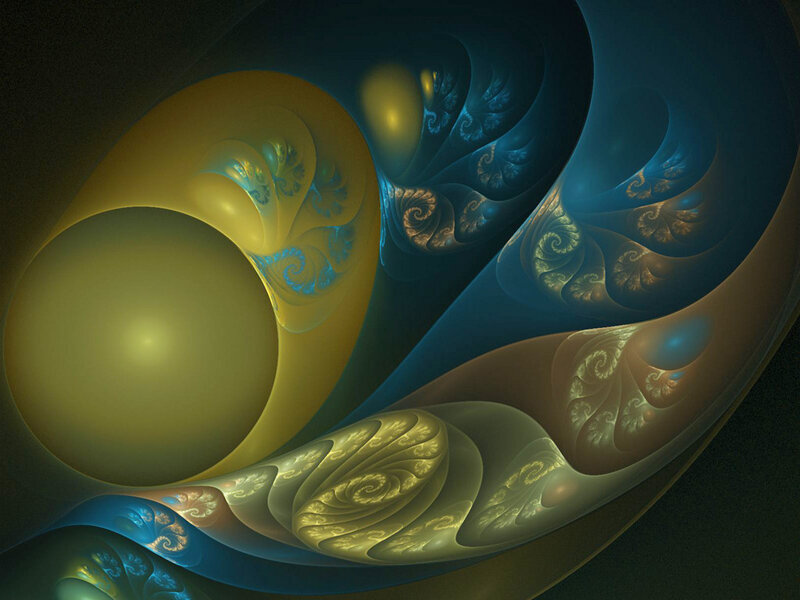 Fractal Spiral Pattern — Yellow, Mystical