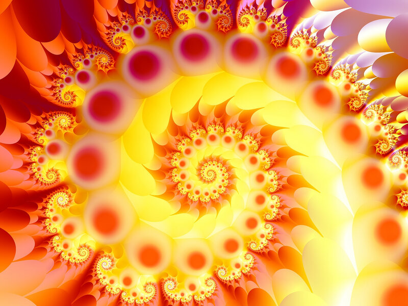 Fractal Spiral Pattern — Yellow, Vibrant, Abstract, Circle