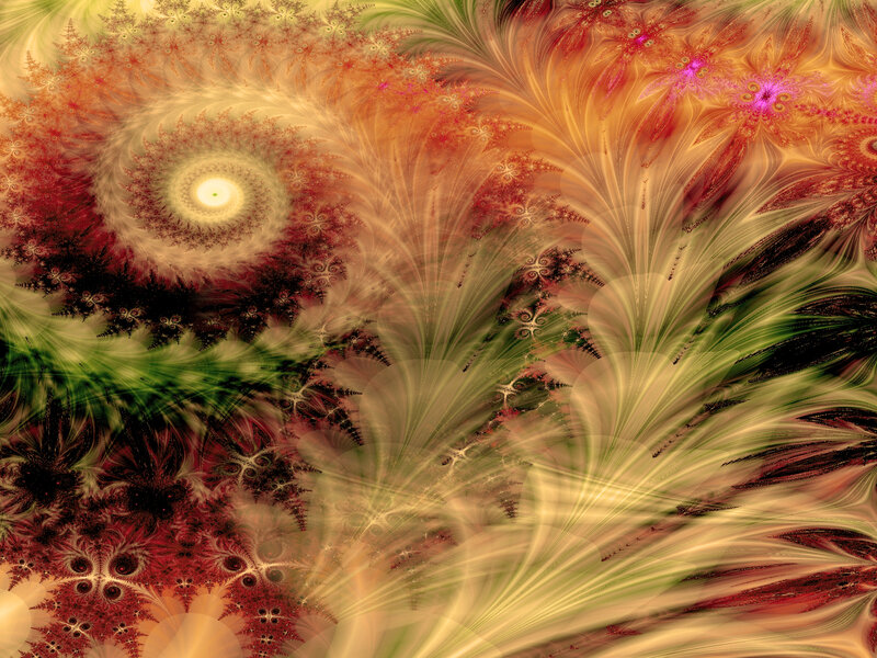 Fractal Spiral Pattern — Yellow, Vibrant, Abstract, Colorful