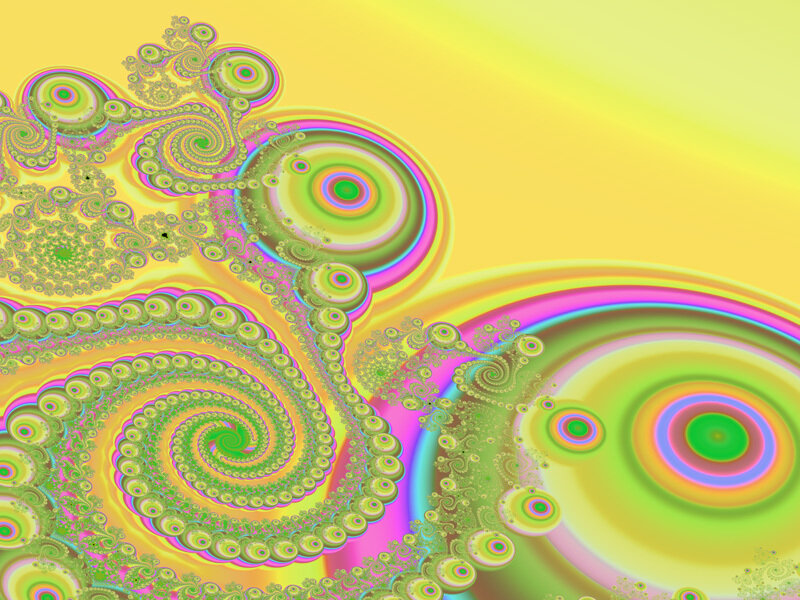 Fractal Spiral Pattern — Yellow, Vibrant, Abstract, Spirals