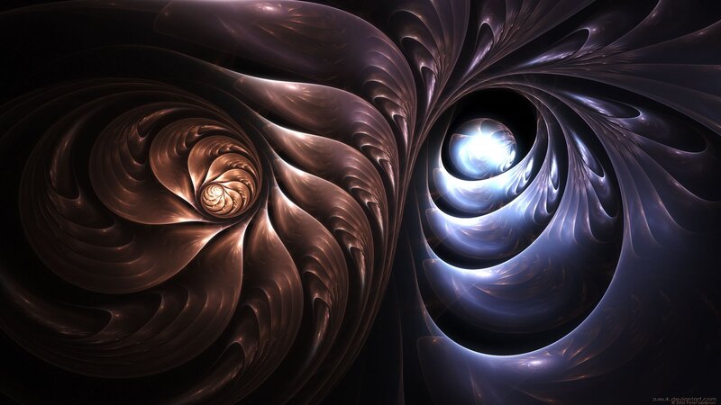 Fractal Spiral Patterns — Black, Dramatic, Digital Art, Spirals, Light